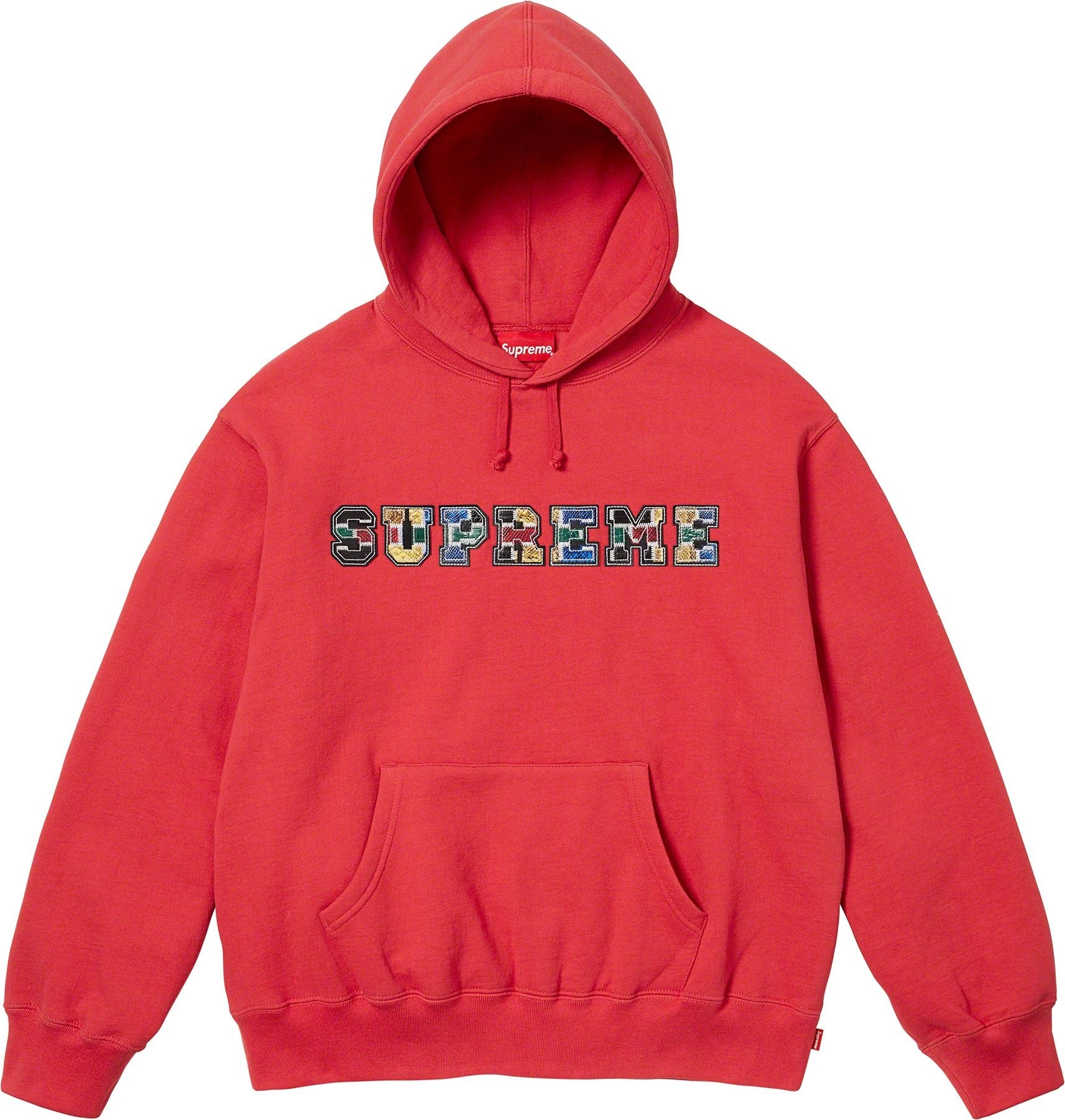 Collegiate Patchwork Leather Hooded Sweatshirt view 11